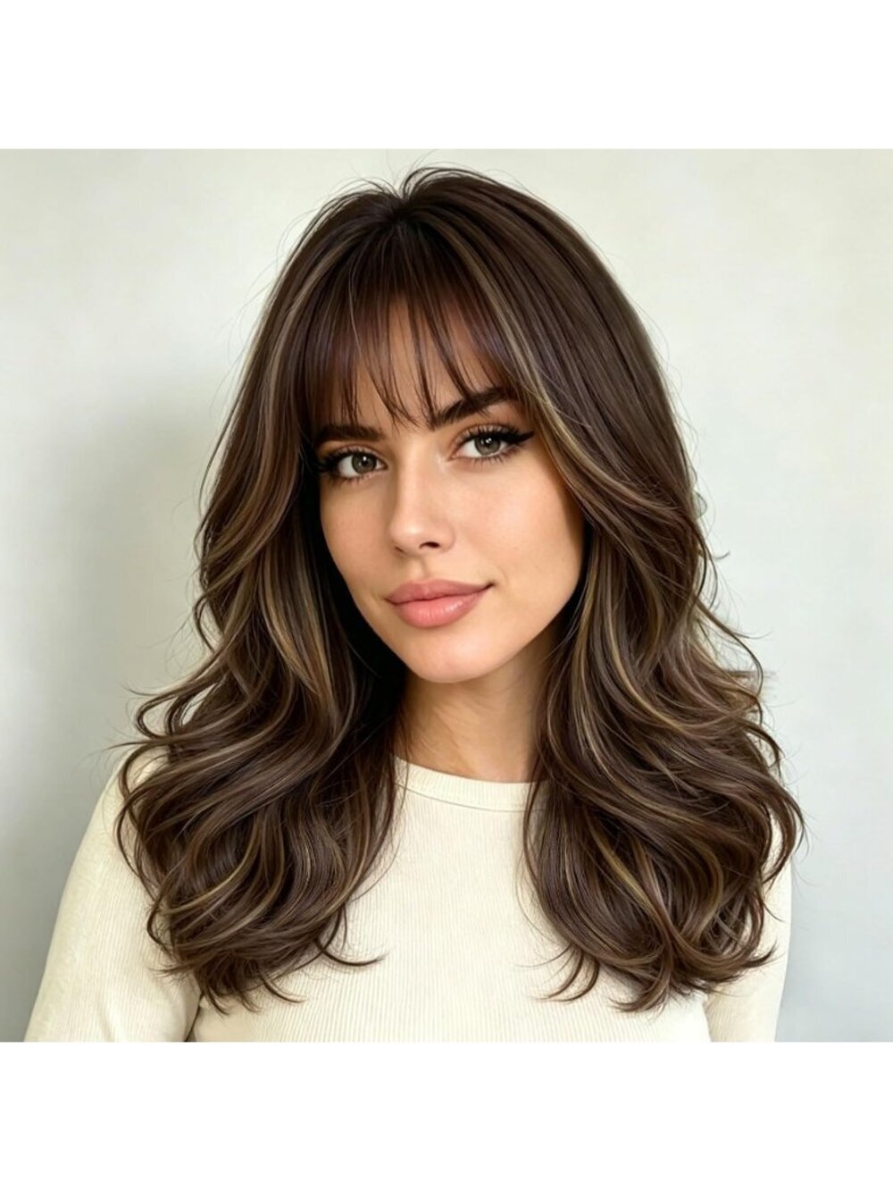 Women's Brown 18 Inch Natural Looking Synthetic Heat Resistant Wavy Wigs